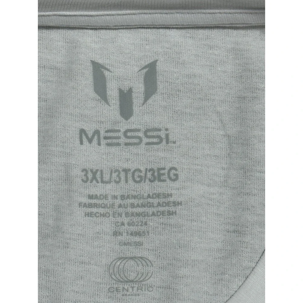 MESSI Shirt Mens 3XL White Short Sleeve Vertical Gradient Logo‎ Soccer T-Shirt